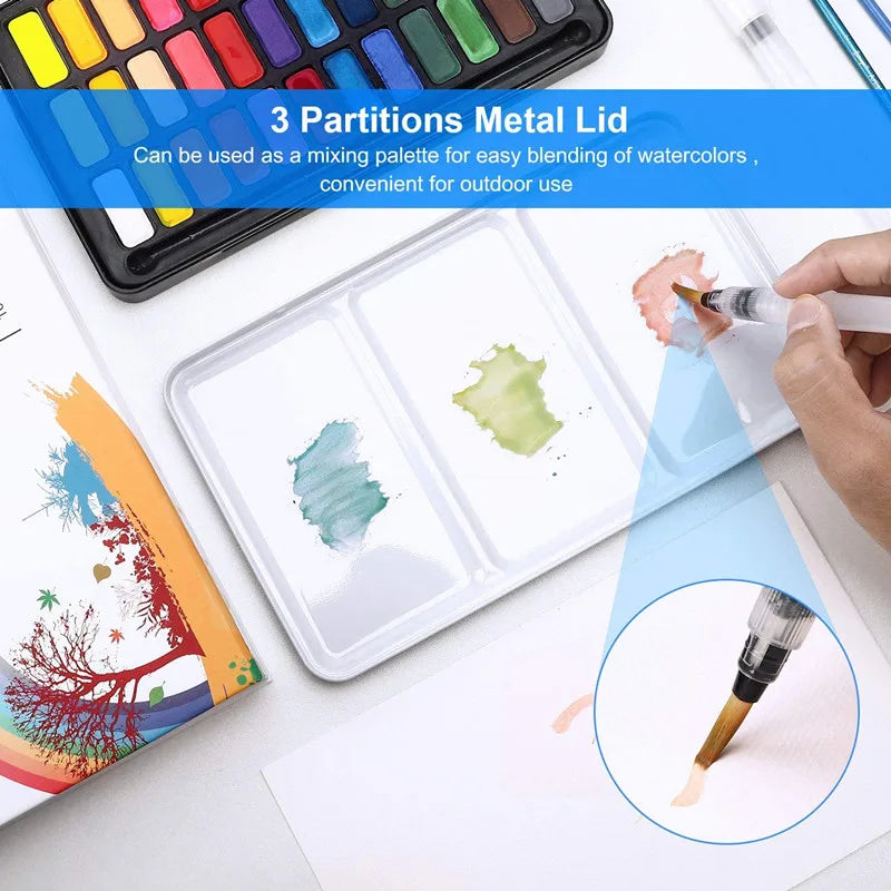 Set di acquerelli professionali 36 colori Pigmento per pittura ad acquerello con pennello e set di pittura di carta ad acquerello