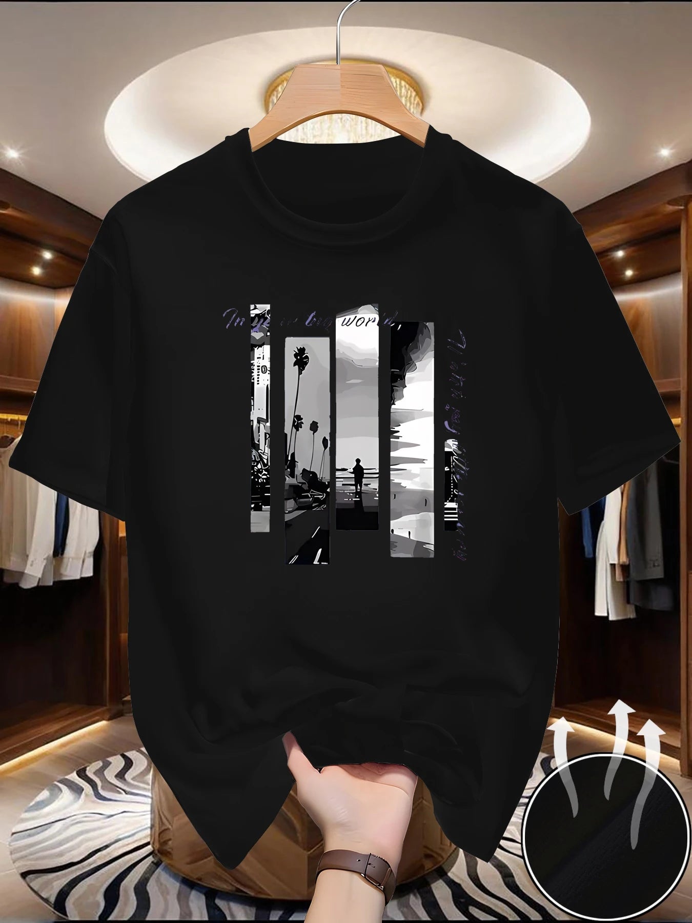 T-shirt estiva da uomo - Comoda, sportiva, ampia, alla moda con stampa scenica