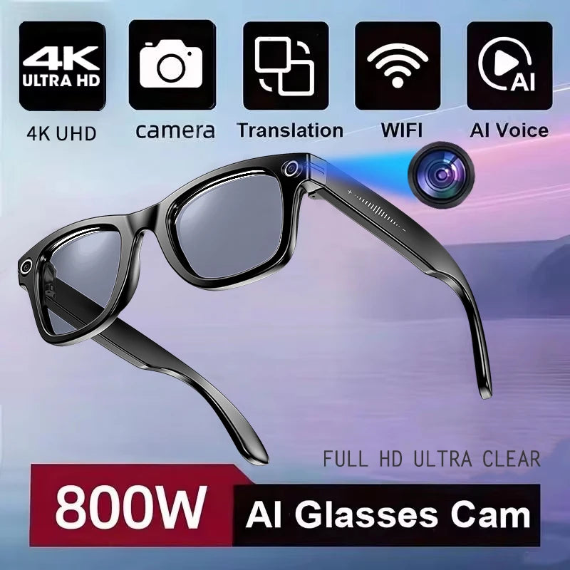 Nuova fotocamera da 800 W Occhiali AI Occhiali di traduzione intelligente che cambiano colore Foto Registrazione video Chiamata impermeabile Occhiali da sole intelligenti