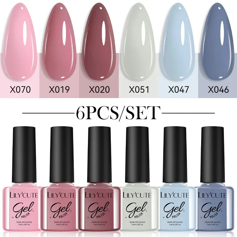 LILYCUTE 6Pcs/set 7ml Series Gel Smalto 125 Colori disponibili