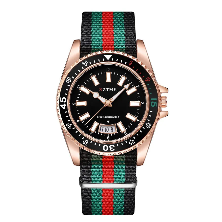 Orologio da uomo alla moda con cinturino in nylon, orologio al quarzo leggero
