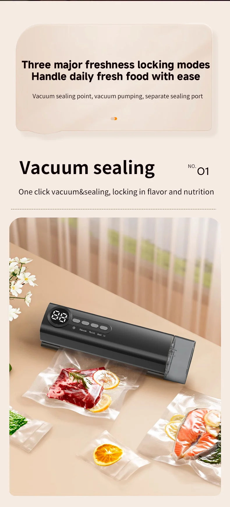 Sigillante sottovuoto wireless portatile multifunzionale potente aspirazione Macchina automatica per sigillare il cibo Sigillante per sacchetti per alimenti ricaricabile USB