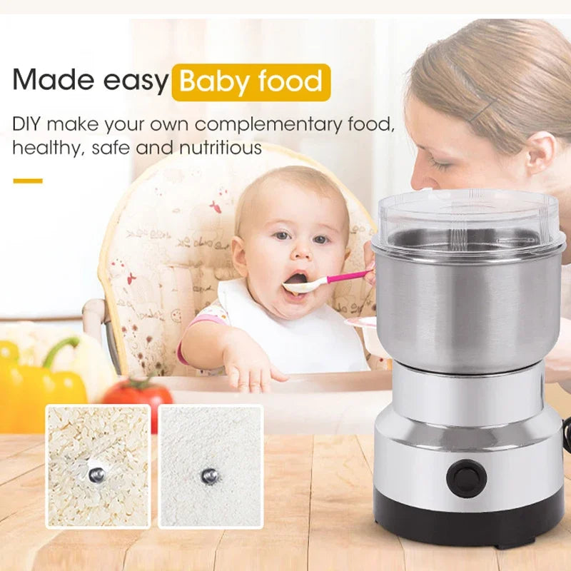 Mini smerigliatrice elettrica 300ml polverizzatrice ultrafine per alimenti per bambini Pepe spezie caffè mulino per cereali con 2/4 lame per uso domestico