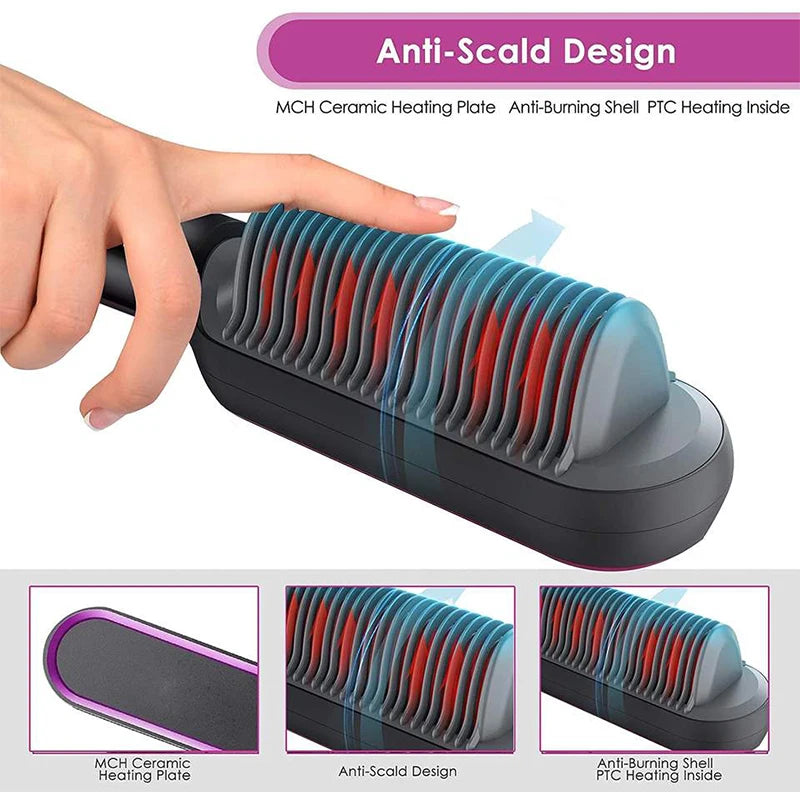 Spazzola per capelli elettrica in ceramica a riscaldamento rapido professionale