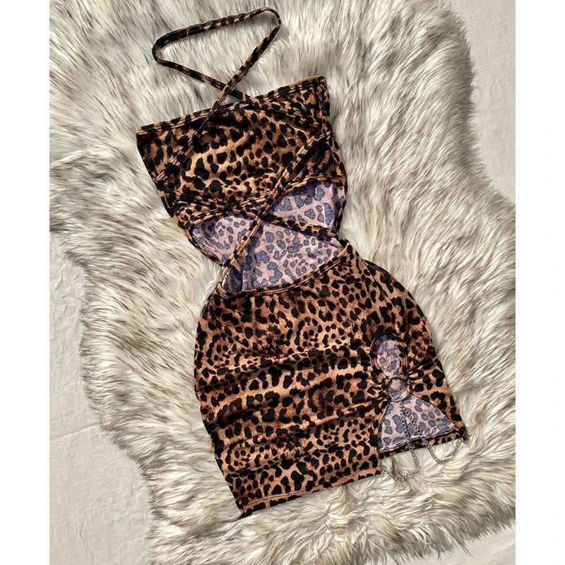 Mini abito con stampa leopardata