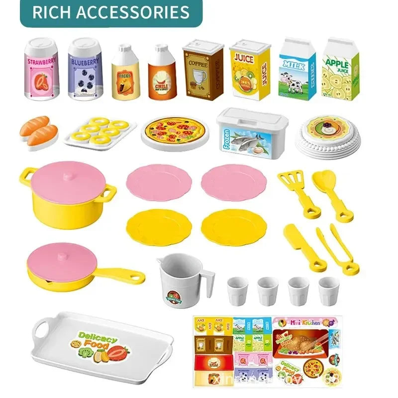 Mini tavolo da cucina Play Set compreso di stoviglie, mestoli, pentole e tanto altro