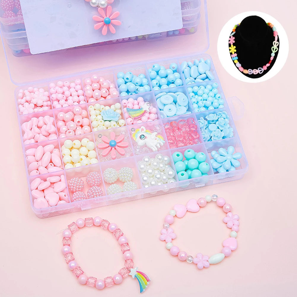 500 pezzi fai da te fatto a mano con perline per bambini creativo kit braccialetti collana gioielli