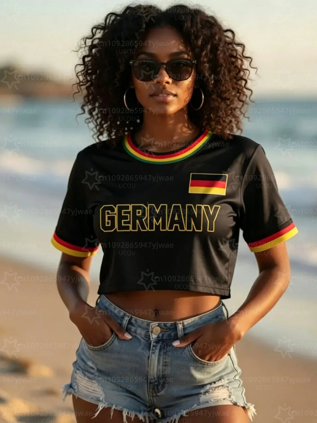 T-shirt Germania da donna con bandiera tedesca  3D, maglietta casual Streetwear estiva