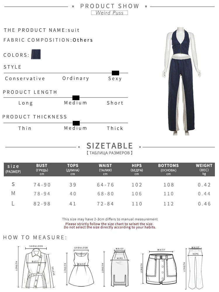 Set Tuta donna Zip Halter Canottiere monopetto+Pantaloni