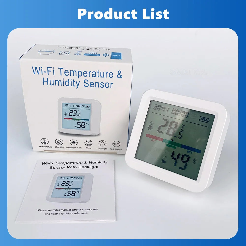 Tuya Smart WiFi Bluetooth Temperatura Umidità Sensore Wireless Home Retroilluminazione Termometro Igrometro APP Rilevatore di controllo remoto