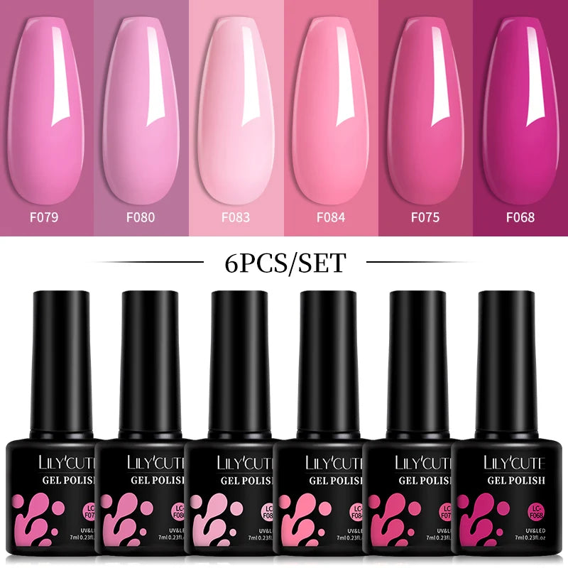 LILYCUTE 6 pezzi/set 7ML Gel Smalto per unghie semitrasparente 30 varianti di colore