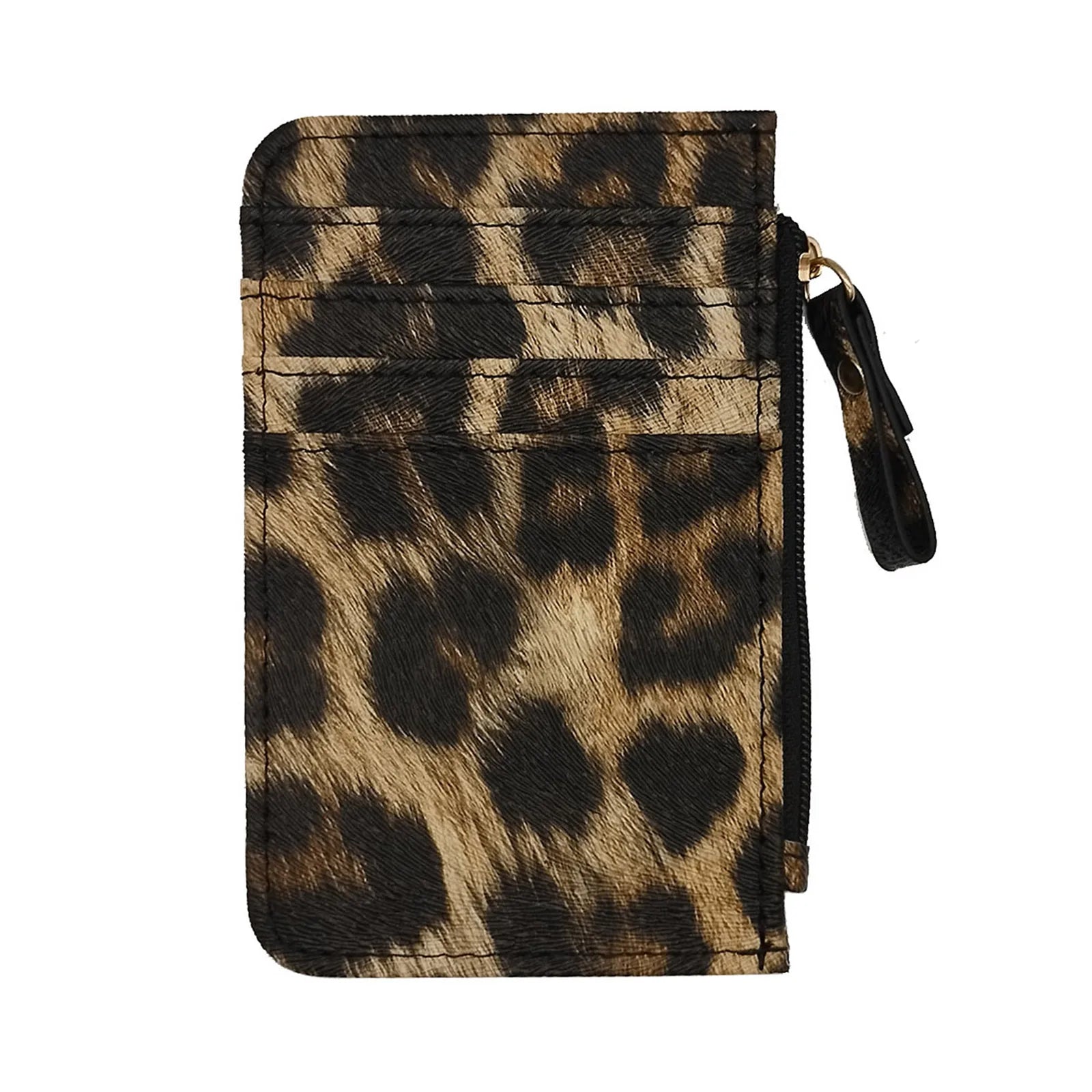 Nuovo portafoglio sottile in pelle con motivo leopardo per donne Portamonete con cerniera piccola