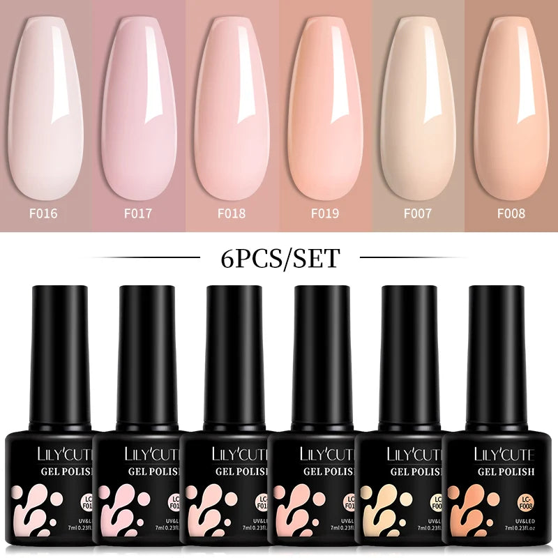 LILYCUTE 6 pezzi/set 7ML Gel Smalto per unghie semitrasparente 30 varianti di colore