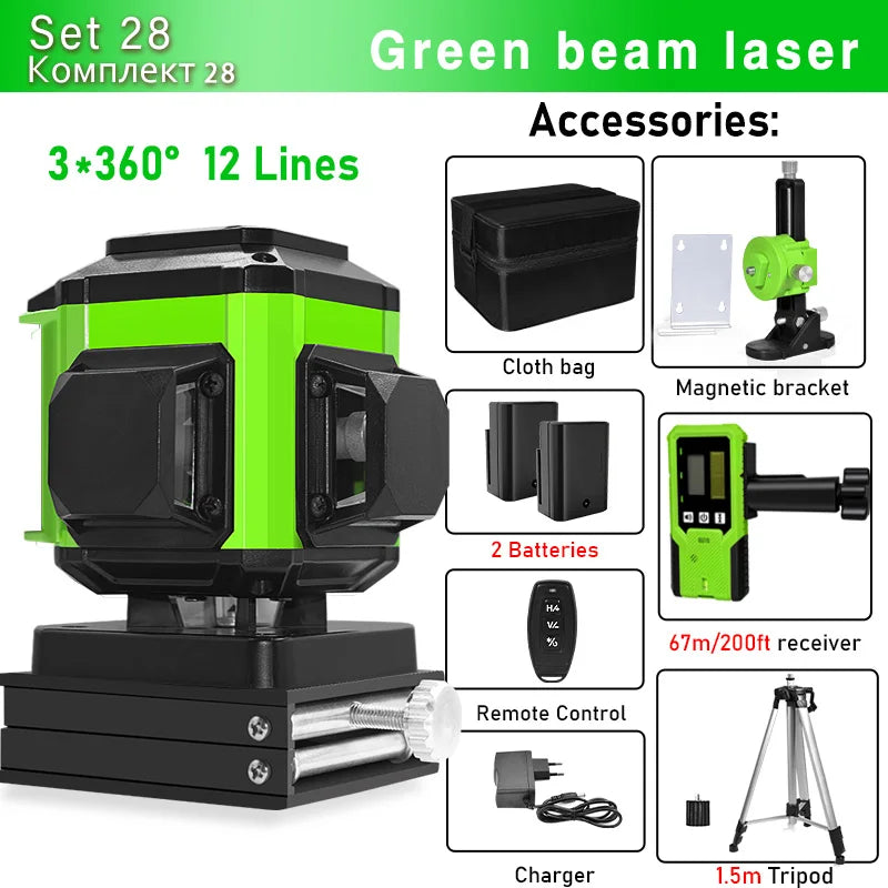🇪🇸CLUBIONA 16/12 Laser autolivellante 3x360 Green beam Line Laser Level