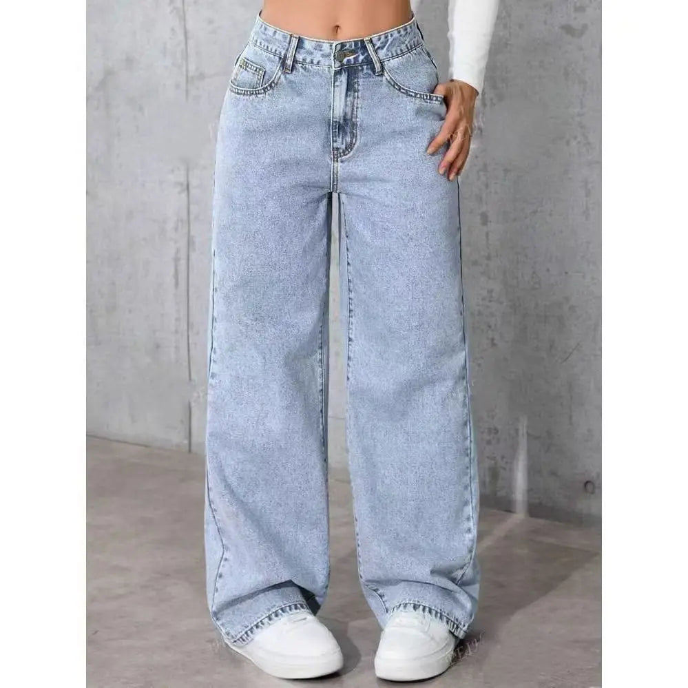 Jeans a gamba larga da donna a vita alta