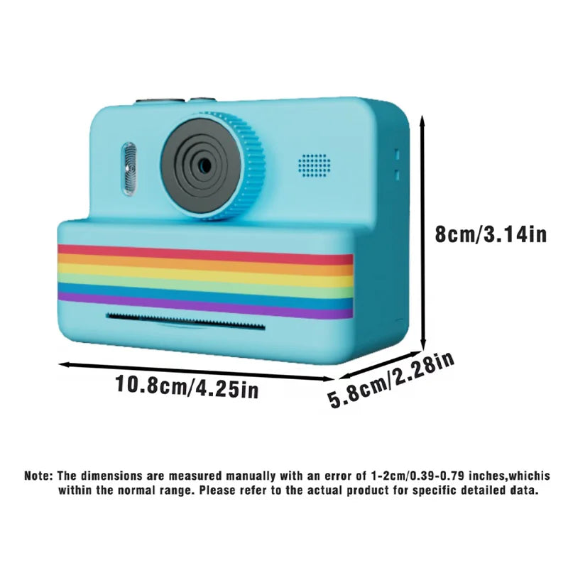 Fotocamera istantanea con scheda di memoria da 32 GB e matita colorata, doppia fotocamera, torcia, il regalo perfetto per ragazzi e ragazze.