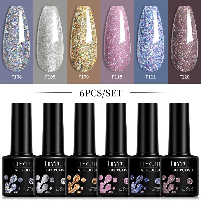 LILYCUTE 6 pezzi/set 7ML Gel Smalto per unghie semitrasparente 30 varianti di colore