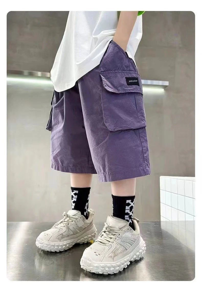 3-14 anni moda estate ragazzi pantaloncini cotone grande tasca