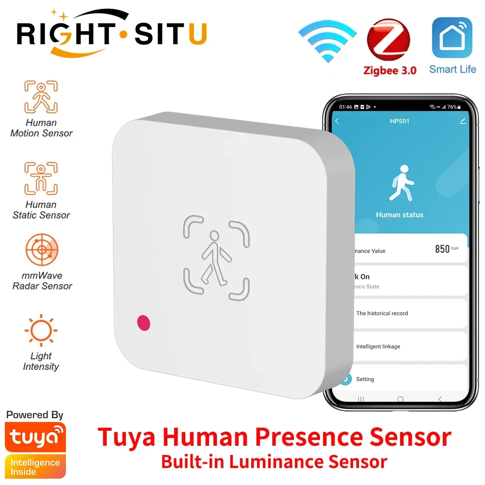 Tuya WiFi Sensore di presenza umana Rilevatore radar MmWave con sensore di luminanza per Smart Home Smart Life