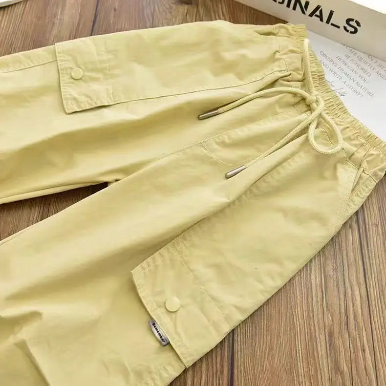 Vestiti primaverili alla moda per bambini Cargo Joggers Pantaloni elastici alla caviglia Pantaloni casual Leggero Traspirante