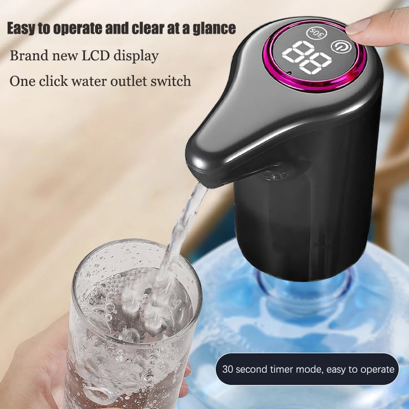 Distributore d’acqua elettrico, distributore automatico domestico intelligente per acqua in botte e purificata, ricarica USB