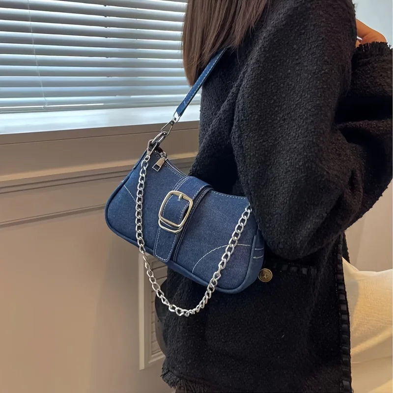 Borsa a tracolla in denim casual da donna