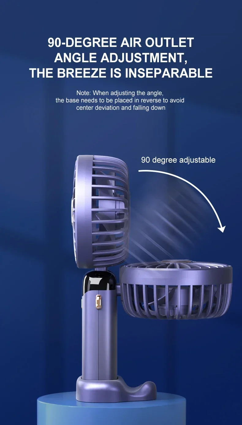 Mini ventilatore portatile ricaricabile USB a 5 velocità e schermo di visualizzazione 1800mAh