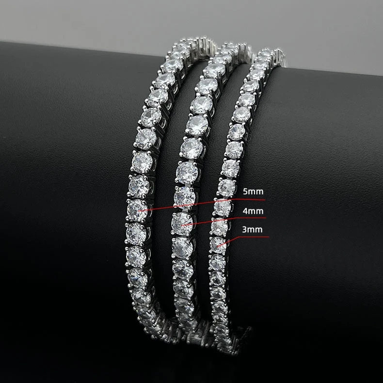 Real 100% Silver 925 2-3mm Tennis Braccialetto Unisex in due modelli Con Moissanite o in Zirconi