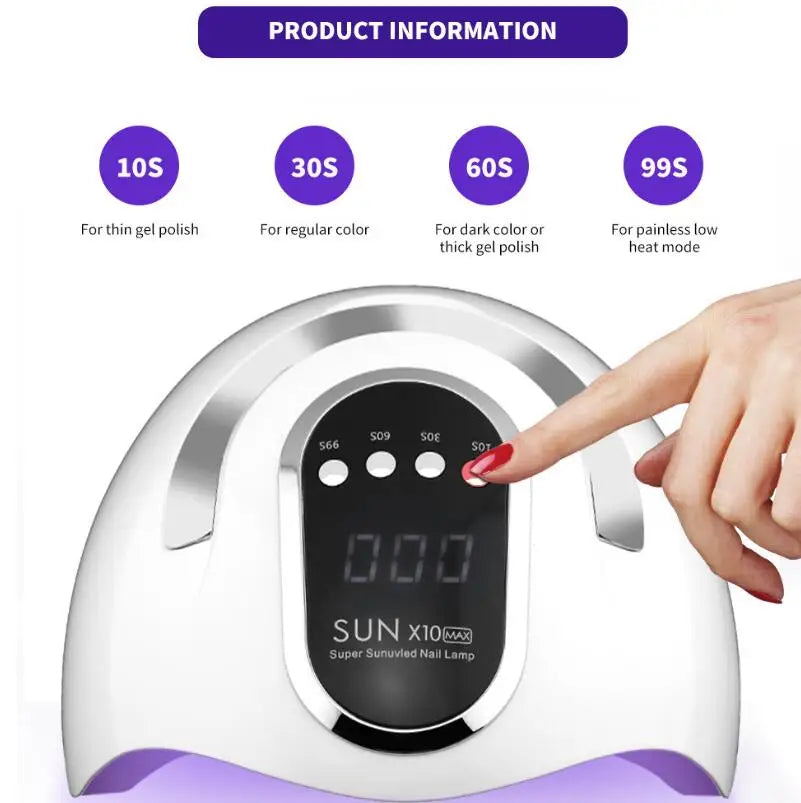 X10MAX Lampada professionale per l’asciugatura delle unghie per manicure 66 Leds