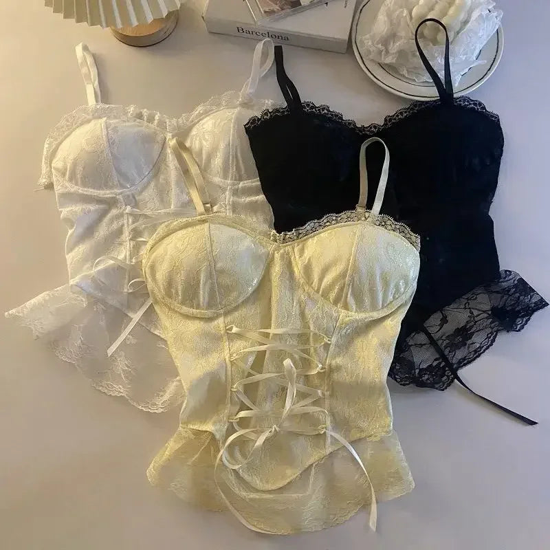 Corsetto Donna  in pizzo benda senza maniche