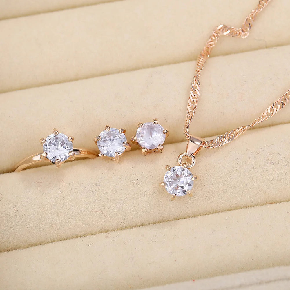 5 pezzi eleganti gioielli set anello collana braccialetto orecchini