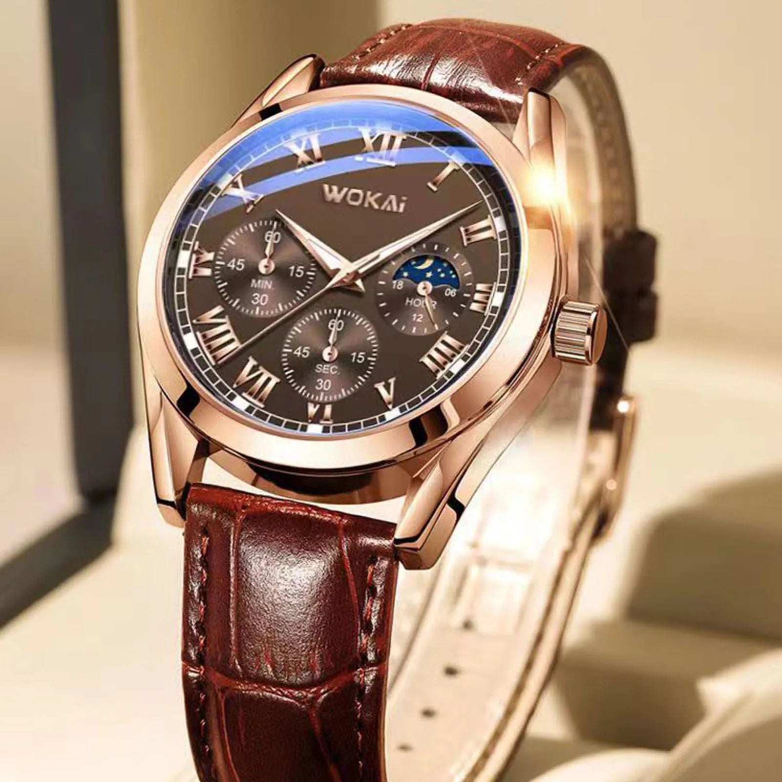 Orologi di lusso Uomo Business PU Pelle Orologio al Quarzo