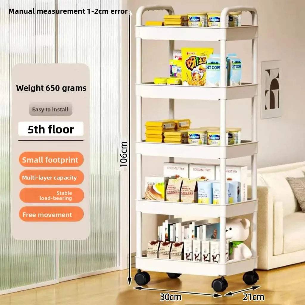 Scaffale da cucina a 5 strati, carrello mobile, scaffale multistrato da pavimento