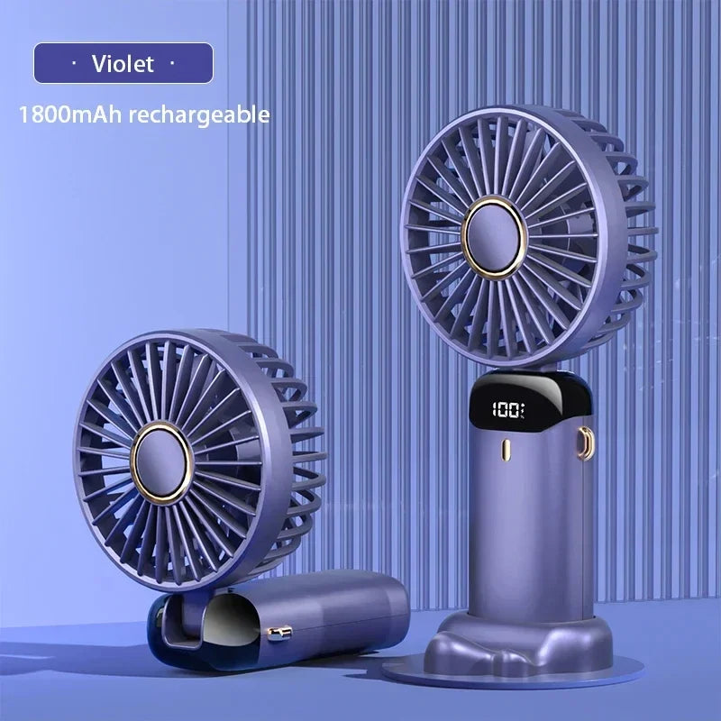 Mini ventilatore portatile ricaricabile USB a 5 velocità e schermo di visualizzazione 1800mAh