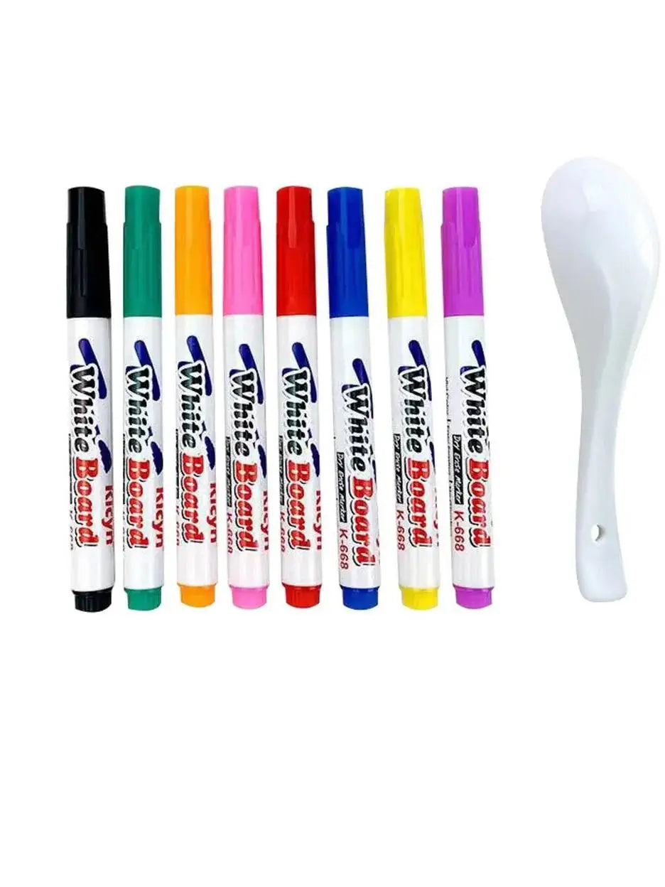 Penna galleggiante ad acqua Penne a inchiostro magico con cucchiaio Colore galleggiante Pittura ad acqua Gesso galleggiante 8/12 colori
