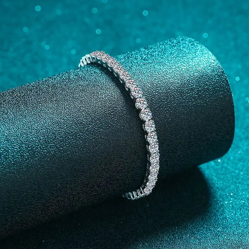 Real 100% Silver 925 2-3mm Tennis Braccialetto Unisex in due modelli Con Moissanite o in Zirconi
