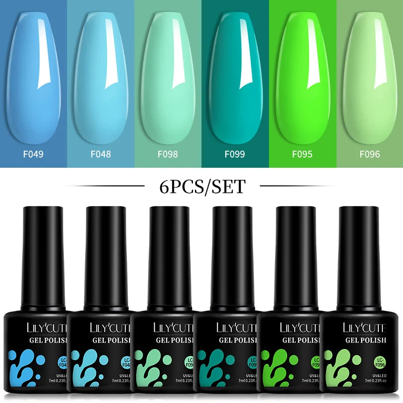 LILYCUTE 6 pezzi/set 7ML Gel Smalto per unghie semitrasparente 30 varianti di colore