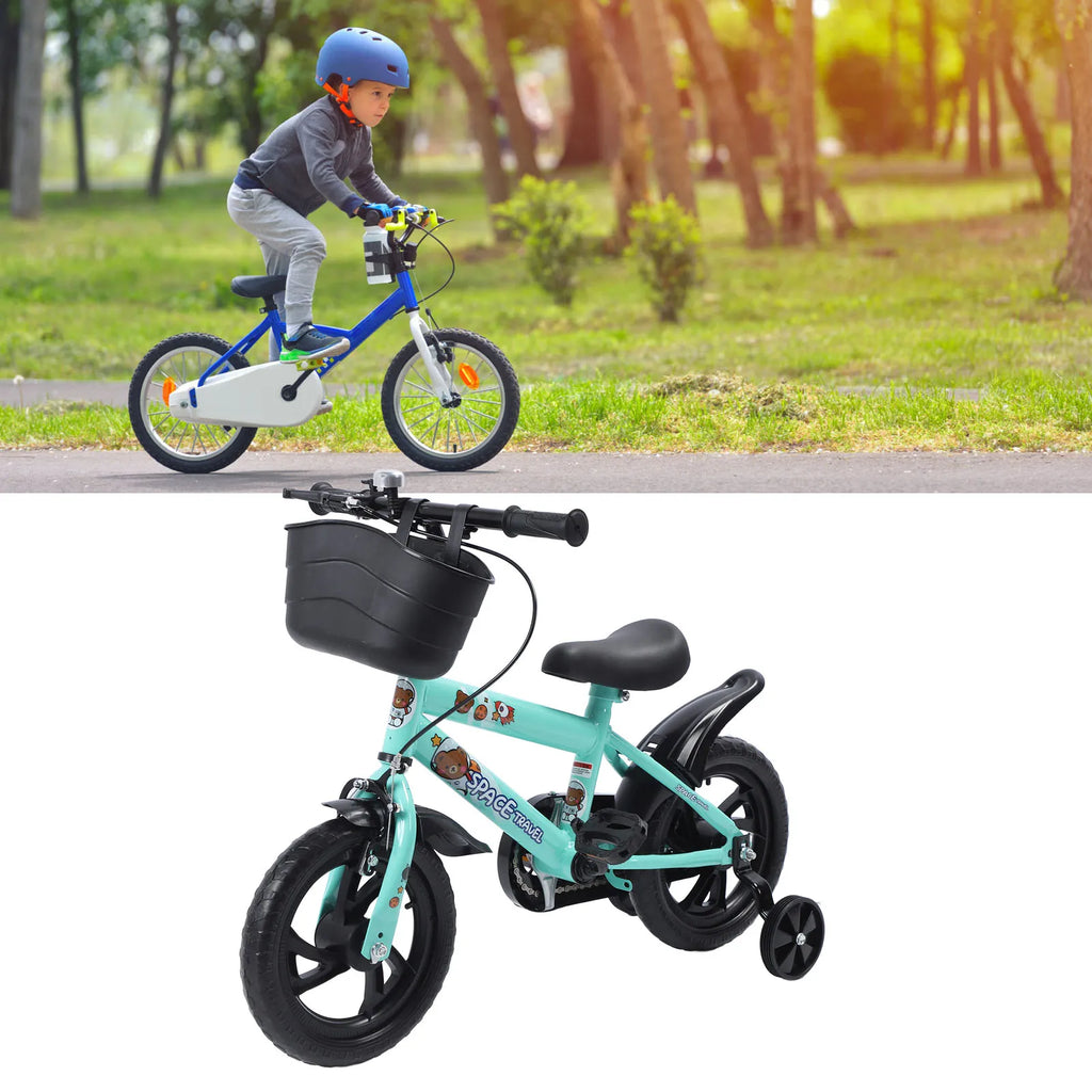 Bici per bambini da 12” con ruote da allenamento per 2-6 anni, telaio in acciaio ad alto tenore di carbonio, sedile e manubrio regolabili