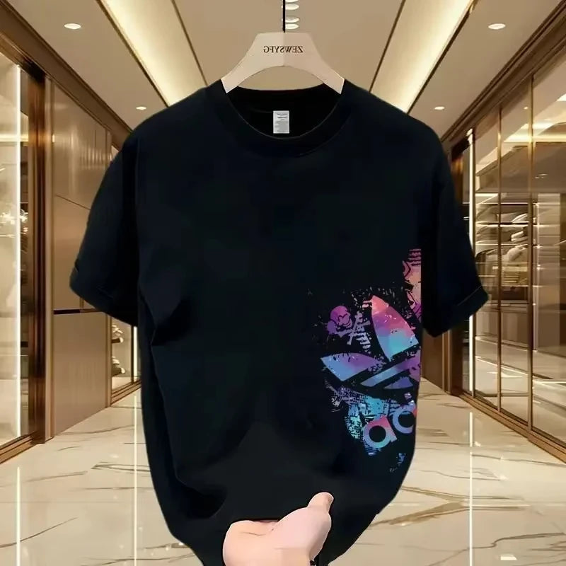 T-shirt in cotone a maniche corte stampata casual da uomo e da donna Moda ampia