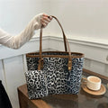Borsa Leopard con custodia, elegante borsa a tracolla in pelle sintetica, shopping bag di grande capacità per l’uso quotidiano