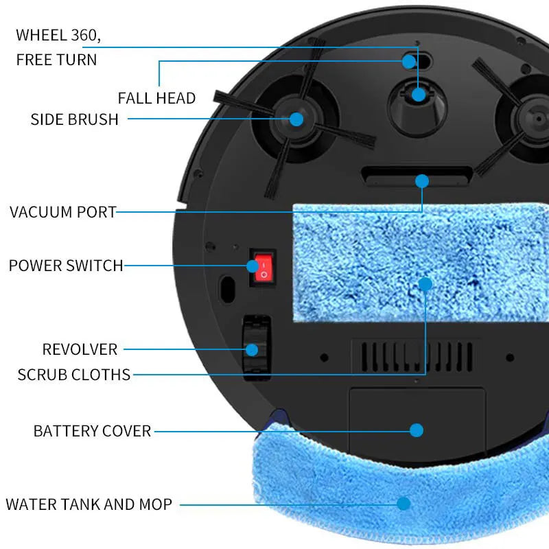 DERMA Robot aspirapolvere intelligente senza fili Multifunzionale Super silenzioso 2800AP Humidifying per uso domestico
