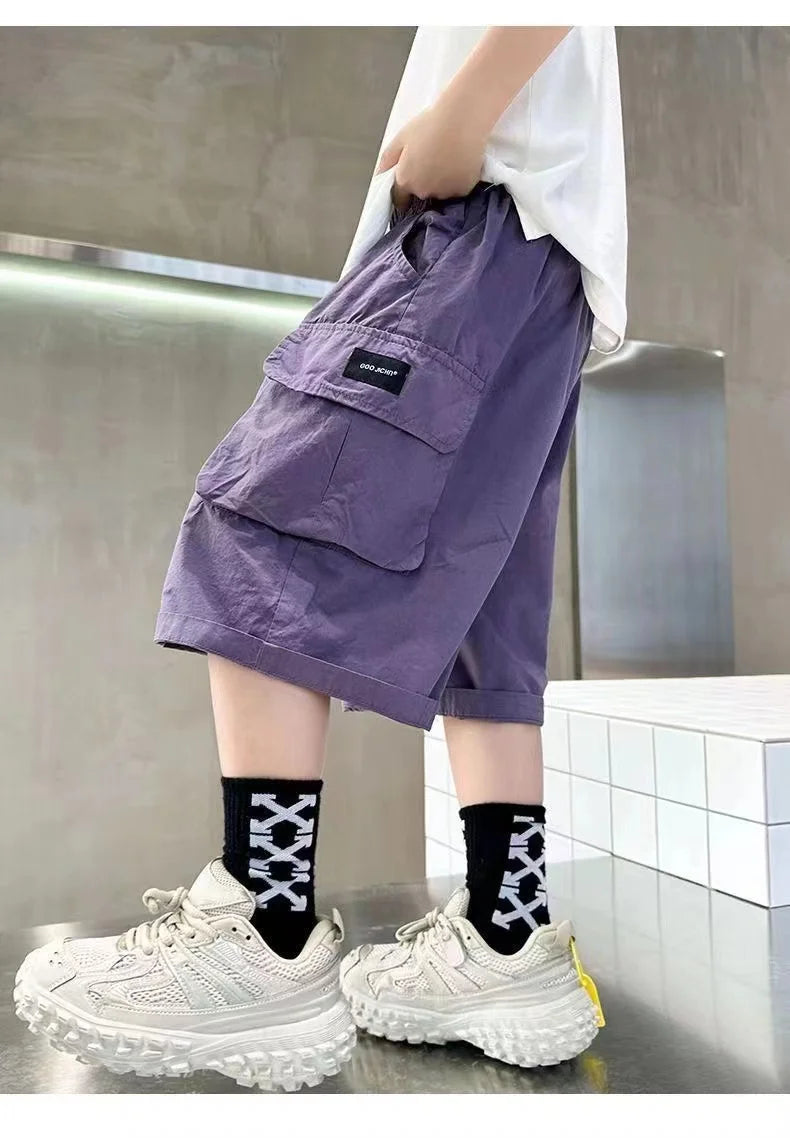 3-14 anni moda estate ragazzi pantaloncini cotone grande tasca