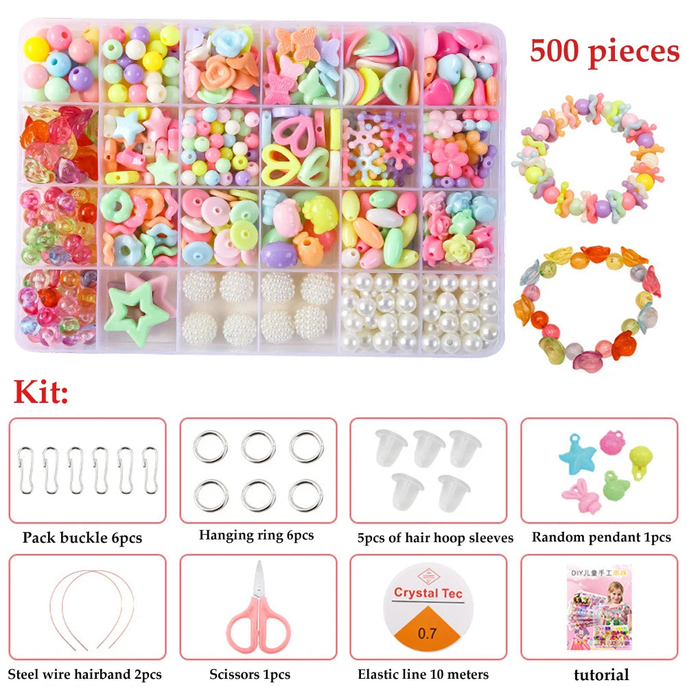 500 pezzi fai da te fatto a mano con perline per bambini creativo kit braccialetti collana gioielli