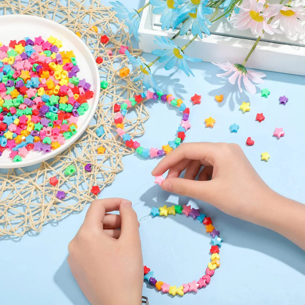 500 pezzi fai da te fatto a mano con perline per bambini creativo kit braccialetti collana gioielli