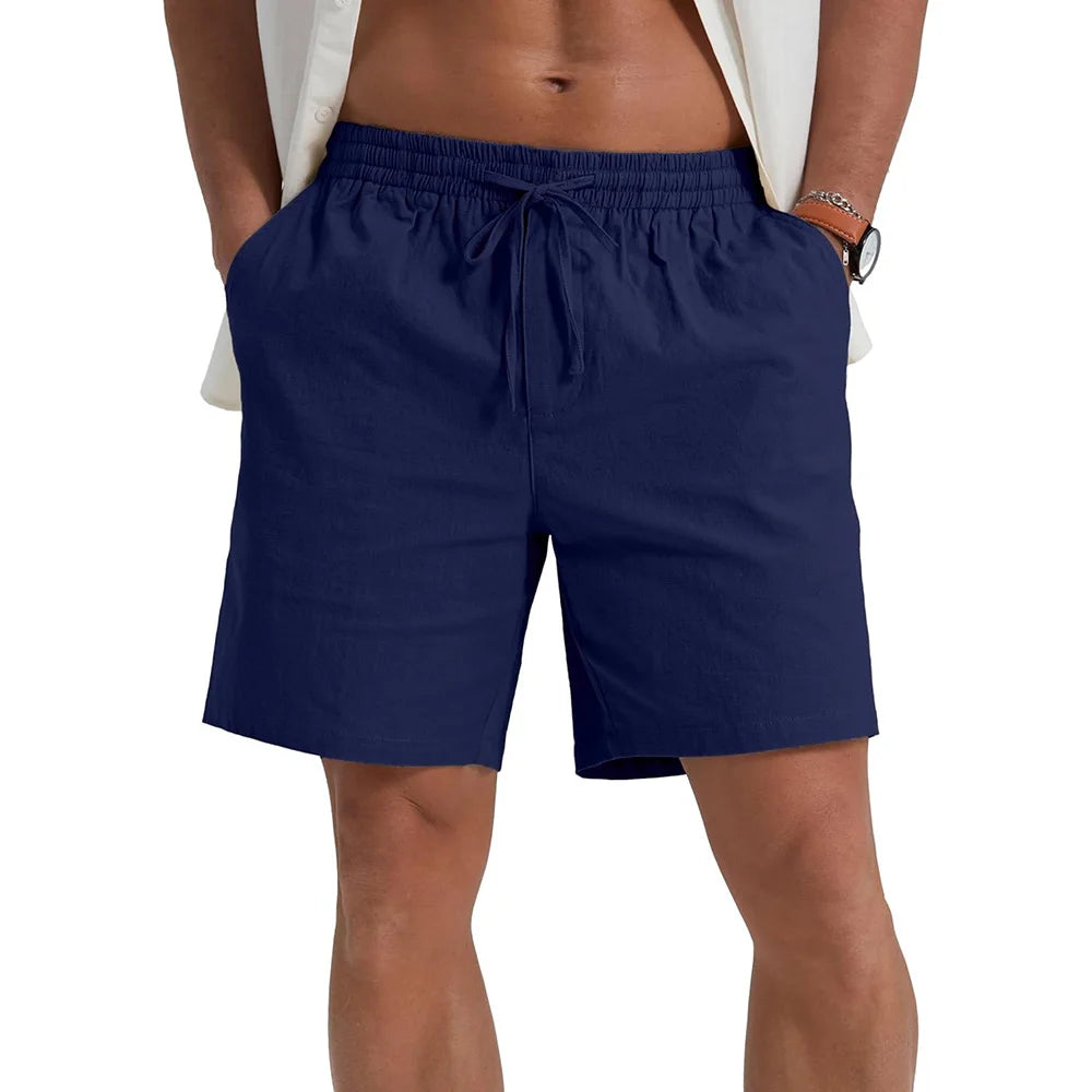 Pantaloncini da uomo corti casual leggeri traspiranti Cotone Lino