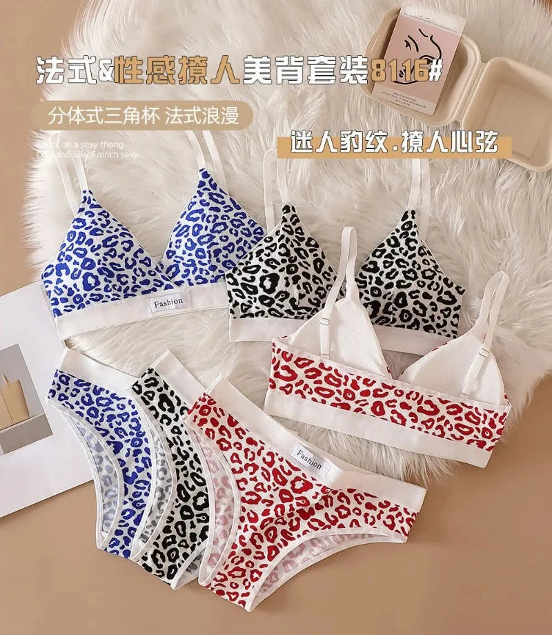 Set di biancheria intima da donna con stampa leopardata