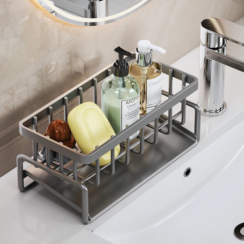 Mensola in acciaio inossidabile da cucina, portascolapie in spugna, rack di scarico per lavello, forniture per lavastoviglie, stoccaggio di strofinacci, rack di scarico