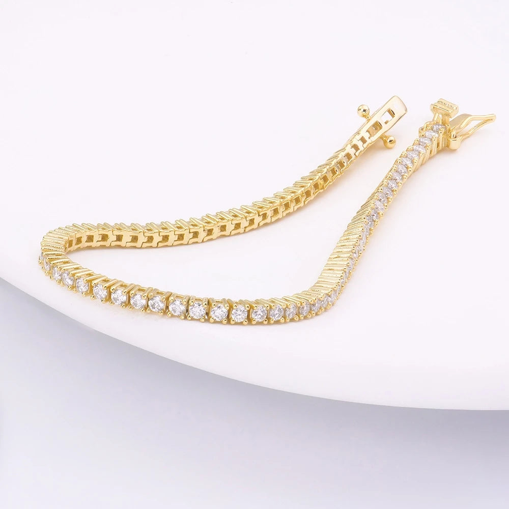 Real 100% Silver 925 2-3mm Tennis Braccialetto Unisex in due modelli Con Moissanite o in Zirconi