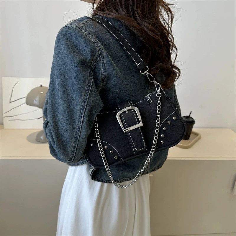 Borsa a tracolla in denim casual da donna