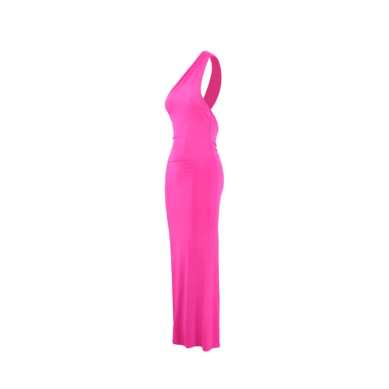 Abito da donna monospalla senza maniche da donna Sciarpa regolabile Loop increspato Backless